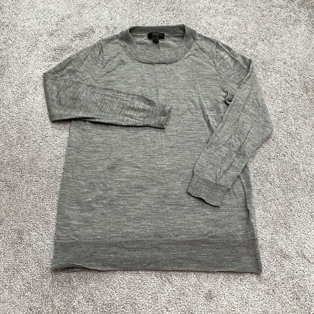 J.Crew Wool Blend Pullover Sweater Womens Small Gray Crew Neck Knitted Casual